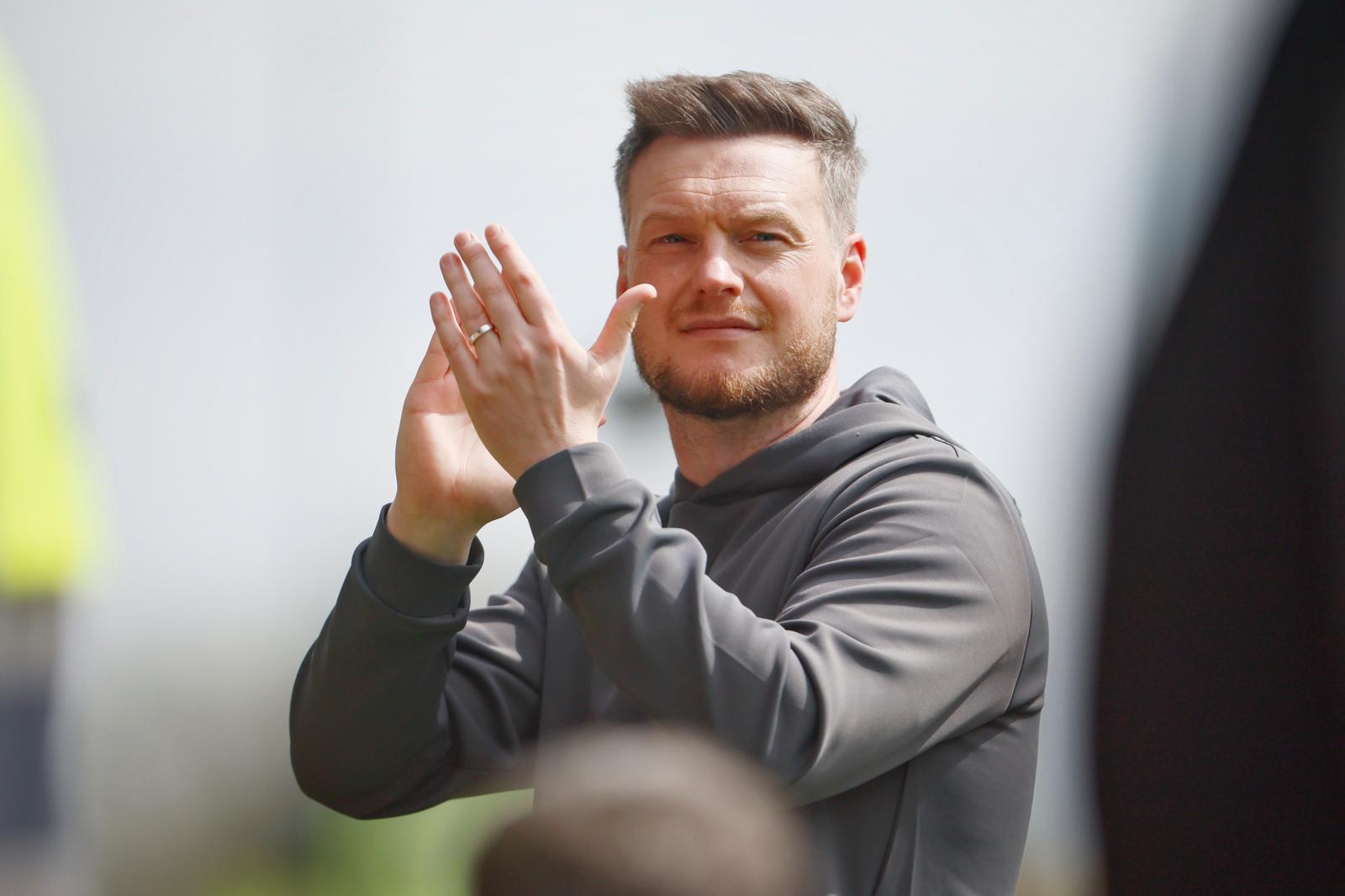 Middlesbrough's Manager Kim Hellberg applauds the fans at full time during the EFL Sky Bet Championship match between Wrexham FC and Middlesbrough at the Racecourse Ground, Wrexham, UK on 2 May 2026.