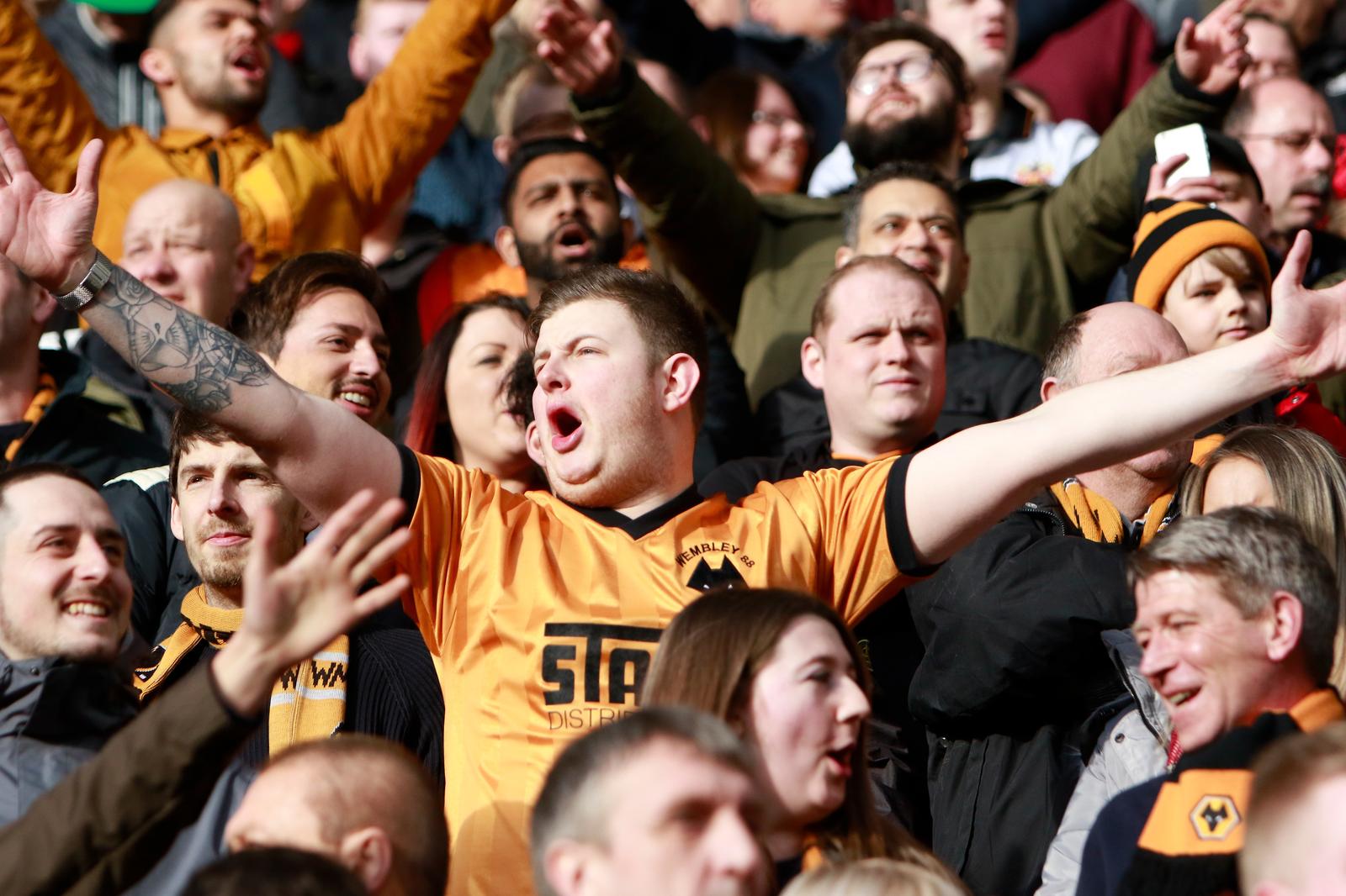 Wolves fans during the EFL Sky Bet Championship match between Preston North End and Wolverhampton Wanderers at Deepdale, Preston, England on 17 February 2018. Picture by Graham Holt.